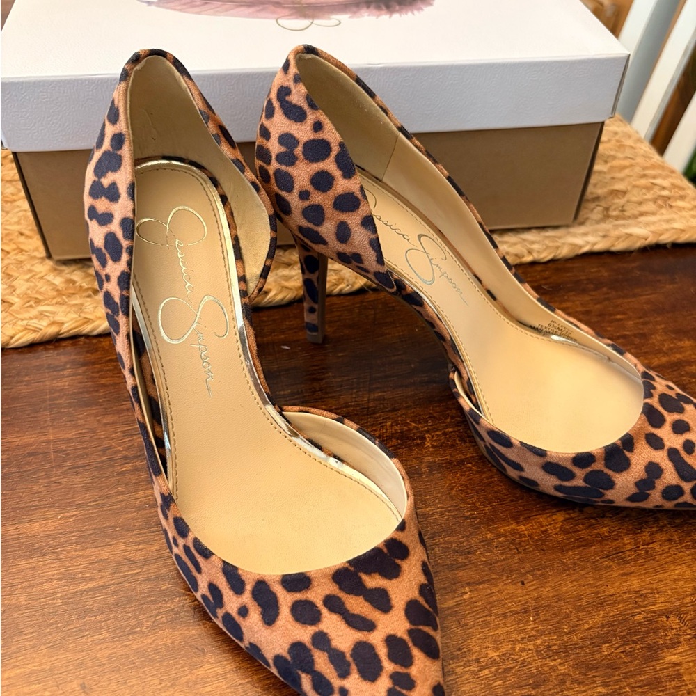 Jessica Simpson Leopard-Print Pointed Toe Stiletto Heels - Brown & Black
